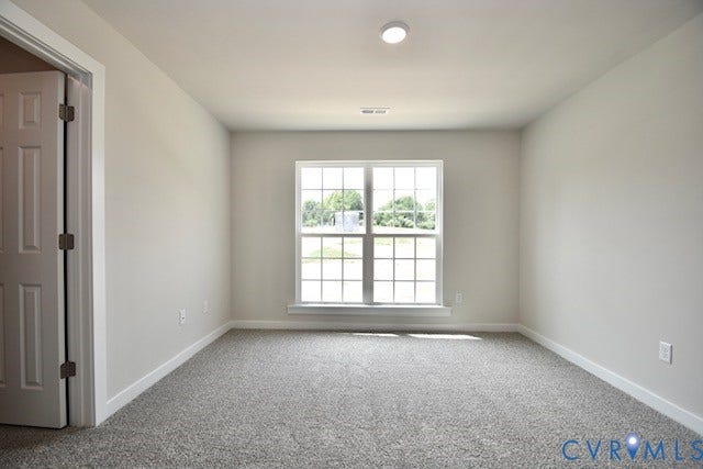 410 Kents Mill Rd, Louisa, VA 23093 Window with grids, neutral carpet, recessed ceiling lighting, and a paneled interior door