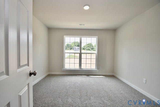 410 Kents Mill Rd, Louisa, VA 23093 Neutral wall color, carpet flooring, window with grid panes, flush mount ceiling lighting, and white trim