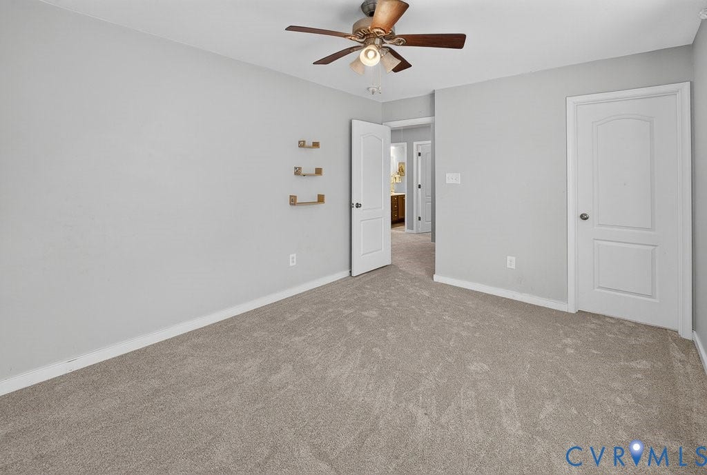 7401 Nicklaus Circle, Moseley, VA 23120 Bedroom 3 - Plush carpet flooring, neutral paint palette, ceiling fan, and white panel doors