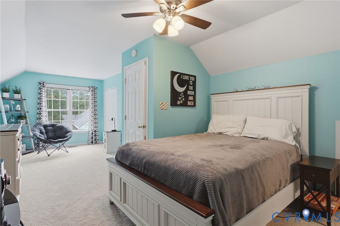 Bedroom 5 on 3rd floor, has attached full bath, lots of light