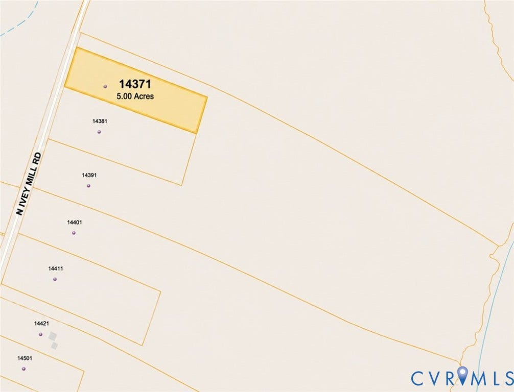 14371 N Ivey Mill Road, Chesterfield, VA 23838 Property Parcel Map. Displaying the outline and identification numbers of the property and surrounding parcels