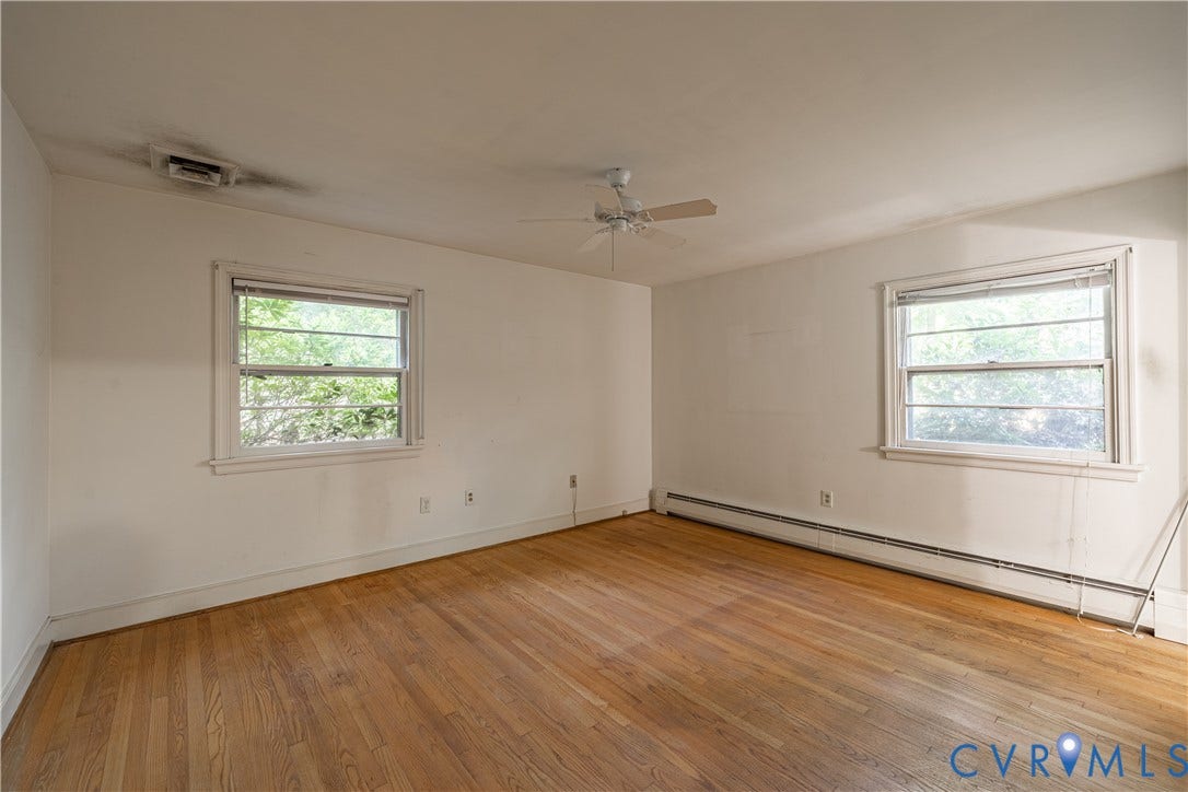 4532 Arrowhead Road, Statford Hills / Oxford, Richmond, VA 23235 Hardwood flooring, two windows with natural light, and ceiling fan