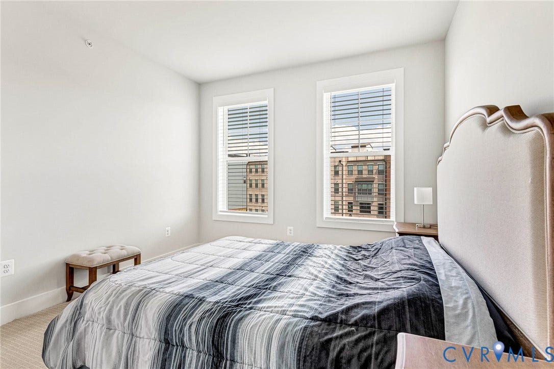 528 Greybull Walk, #B, Glen Allen, VA 23233 Carpeted room with two windows featuring blinds