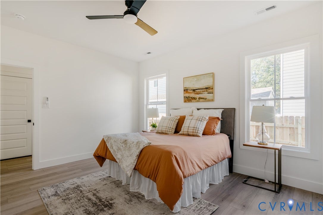 3106 Groveland Avenue, Richmond, VA 23222 Recessed lighting, wood-finish flooring, ceiling fan, and white trim throughout