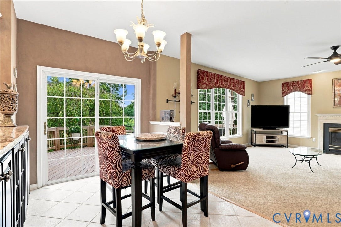 5712 Stephens Point Court, Stephens Point, Chester, VA 23831 Bright eat-in area opens directly to the deck and flows seamlessly into the spacious family room.