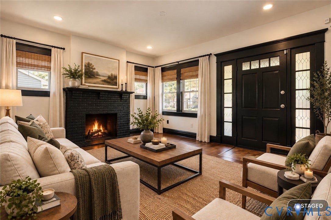 Hardwood flooring leading to a double entry door with leaded glass panels