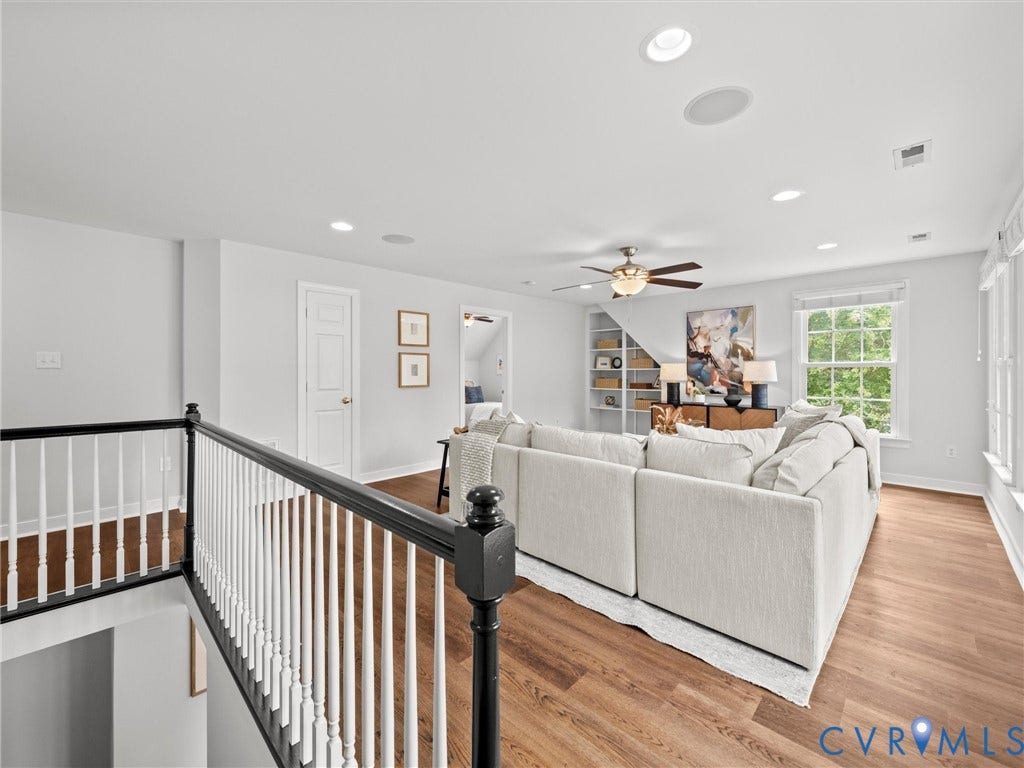 Upstairs space for hanging out, TV, games...