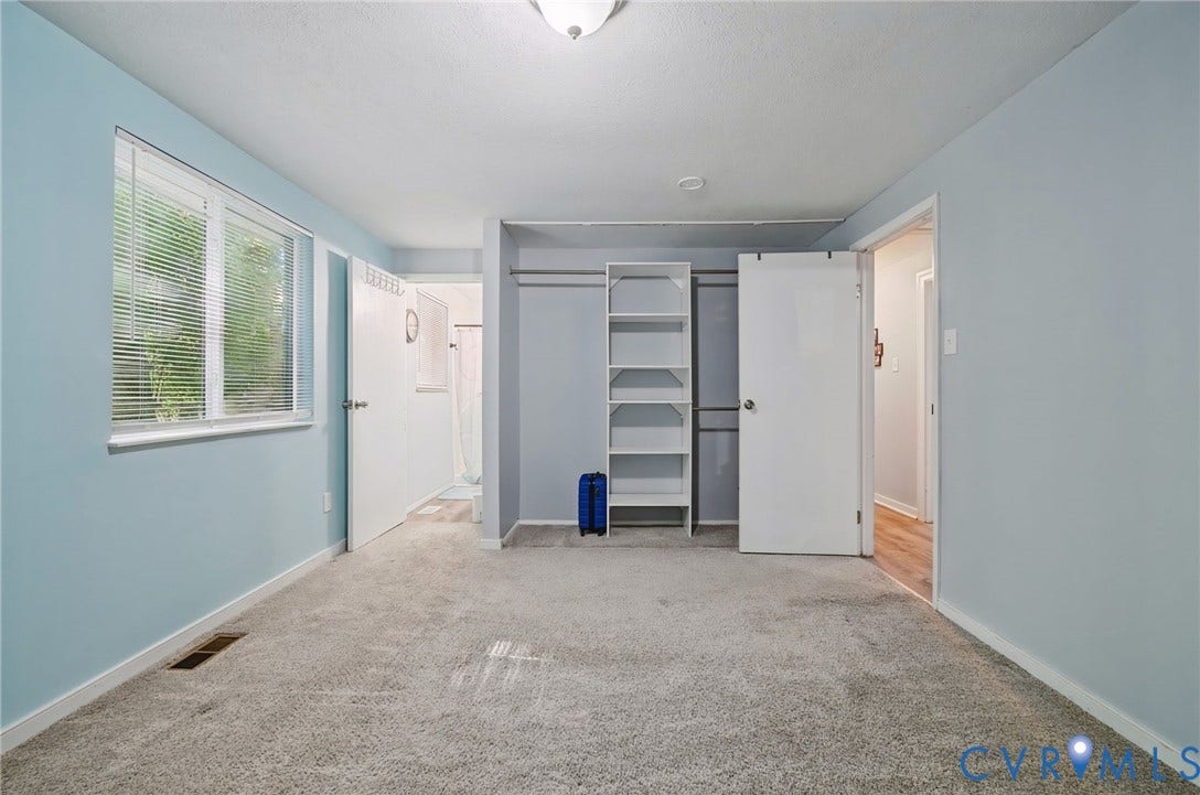 2709 Sutters Mill Court, Midlothian, VA 23112 Carpeted flooring, window with blinds, recessed lighting, built-in shelving, and a flush mount ceiling fixture