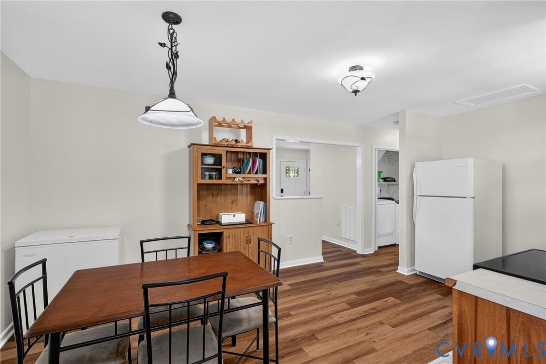 7248 Full Rack Drive, Midlothian, VA 23112 Wood-finish flooring throughout, with a decorative pendant light fixture, ceiling-mounted light fixture, and white wall finishes