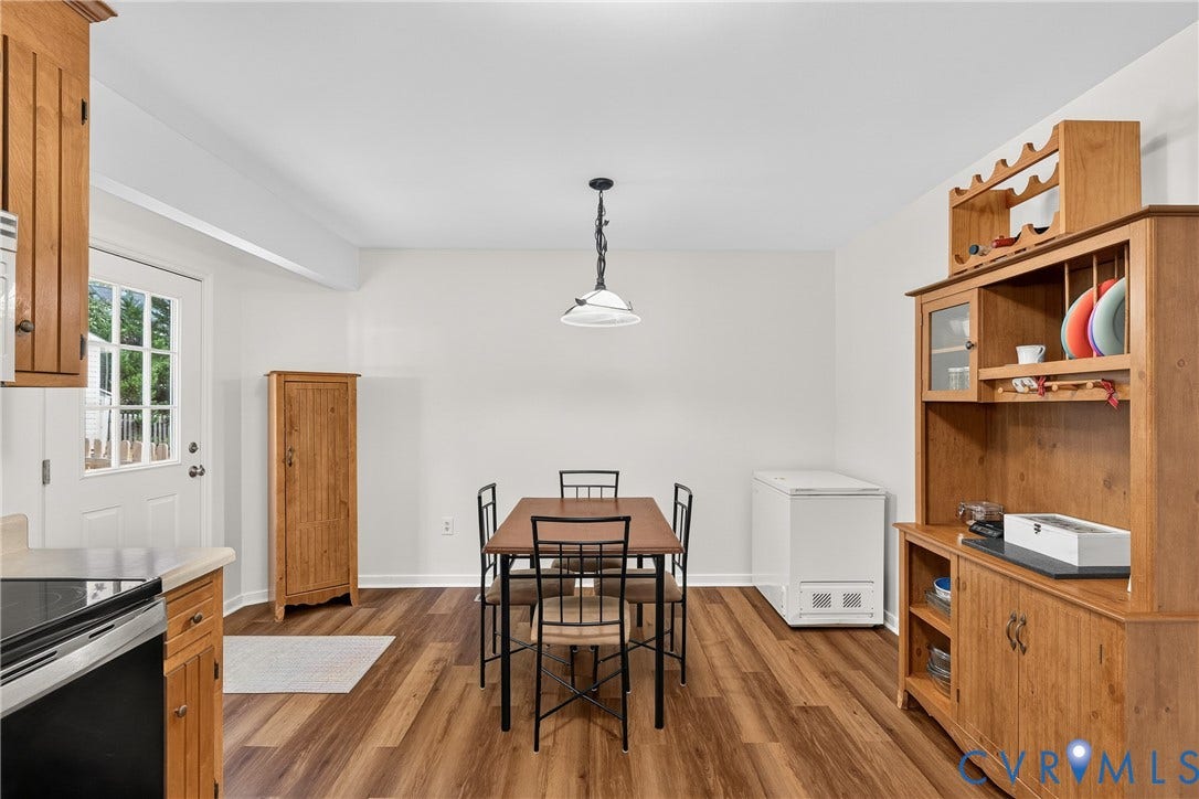 7248 Full Rack Drive, Midlothian, VA 23112 Wood-finish flooring, white walls, overhead pendant lighting, and a white paneled door