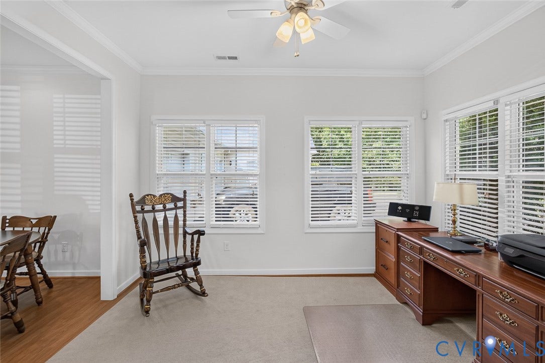 11116 Lantern Way, North Chesterfield, VA 23236 Carpeted flooring, recessed lighting, and multiple windows with blinds