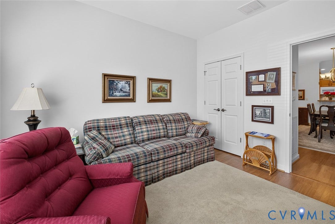 11116 Lantern Way, North Chesterfield, VA 23236 White wall paint, neutral carpet flooring, double panel interior doors, and wood-finish flooring