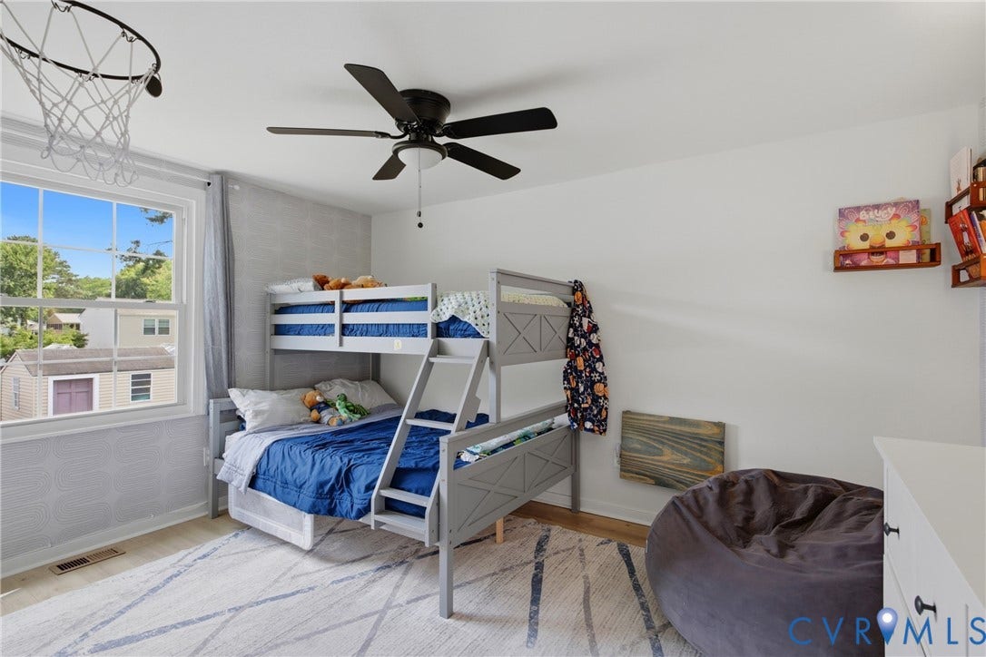 1905 Reagan Road, Henrico, VA 23228 Bright room with a large window, light-toned wood-finish flooring, and a ceiling fan