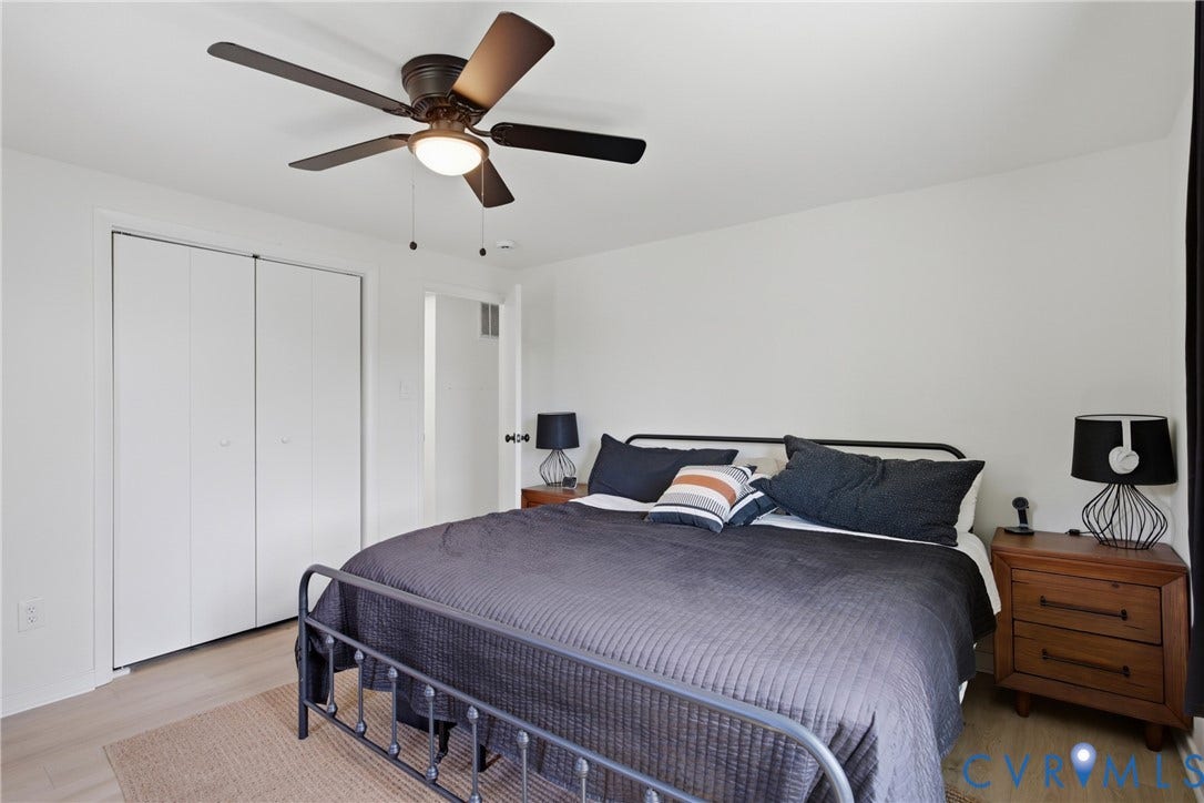1905 Reagan Road, Henrico, VA 23228 Wood-finish flooring, white walls, and a ceiling fan with integrated lighting