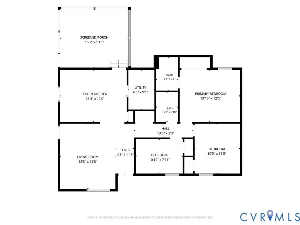 3130 Gregwood Road, Midlothian, VA 23112 Floor Plan approx 1100 square feet and 250 square foot Screened Porch