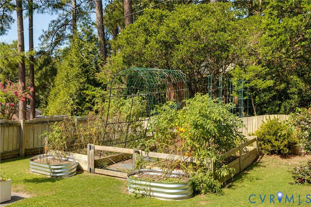 Mature garden area