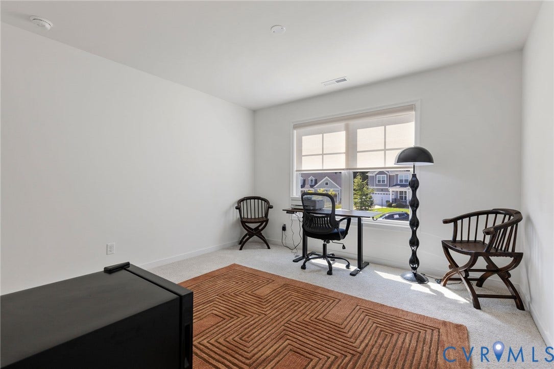 12906 Craftsbury Court, Midlothian, VA 23112 Recessed lighting, large window with roller shades, and carpeted flooring