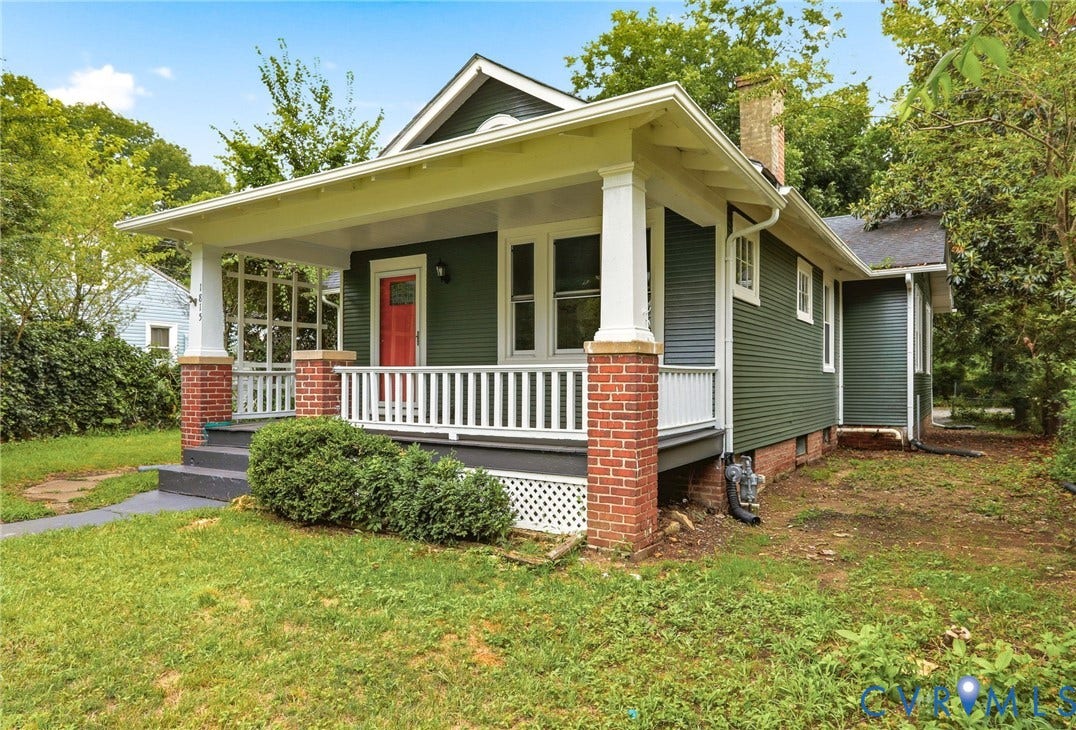 1815 Carlisle Avenue, Richmond, VA 23231 Inviting covered front porch with brick column bases and white railing