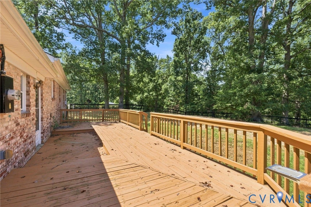 2707 Academy Road, Powhatan, VA 23139 Expansive wood deck with a full railing system