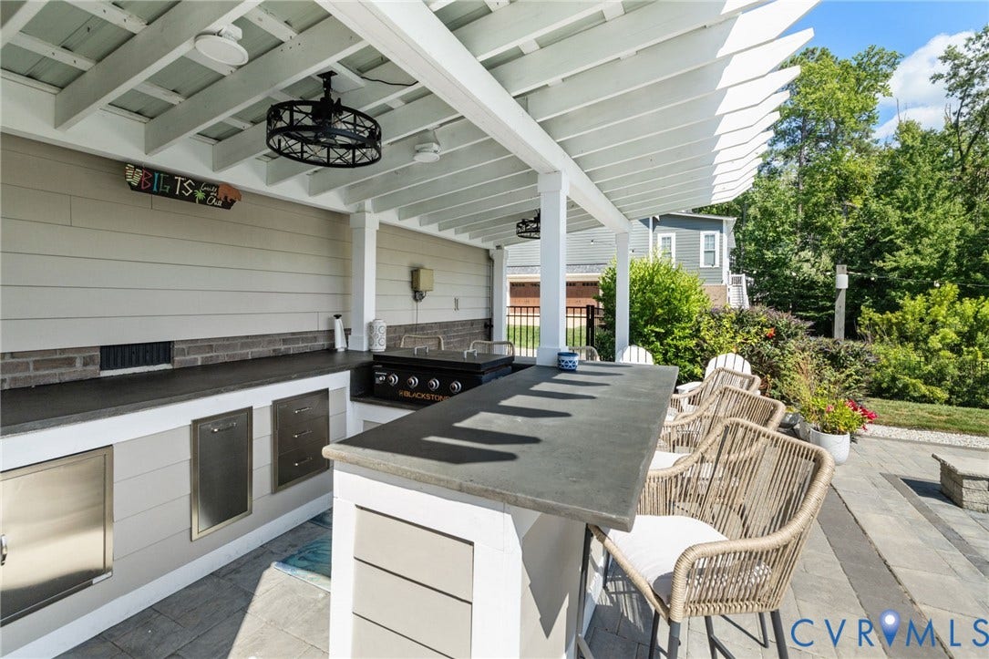 16206 Mitchells Mill Court, Midlothian, VA 23112 Outdoor kitchen and bar area.