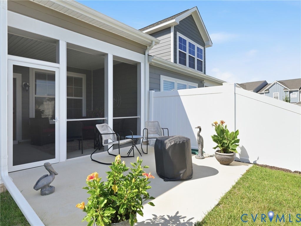 9220 Cerulean Place, Mosaic At West Creek, Goochland, VA 23238 Screened porch with concrete patio