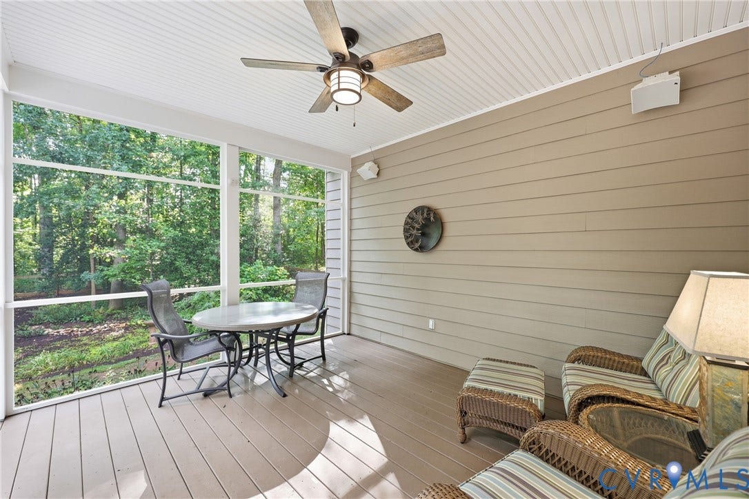 2431 Magnolia Ridge, Michael L Parrish, Maidens, VA 23102 Screened-in porch overlooking the wooded surroundings