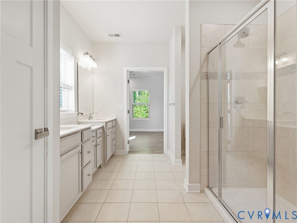 8060 Wistar Glen Drive, Henrico, VA 23228 First-floor ensuite bathroom with step-in shower