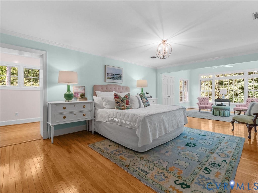 500 Kilmarnock Drive, Collegiate Area, Henrico, VA 23229 Hardwood flooring, recessed lighting, crown molding, double-door closet, and large window banks
