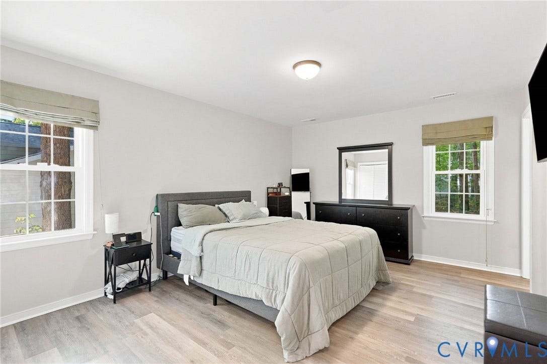 13700 Carriage Creek Place, Chesterfield, VA 23112 Spacious room with wood-finish flooring, two large windows, a flush-mount ceiling light fixture, and light-toned walls