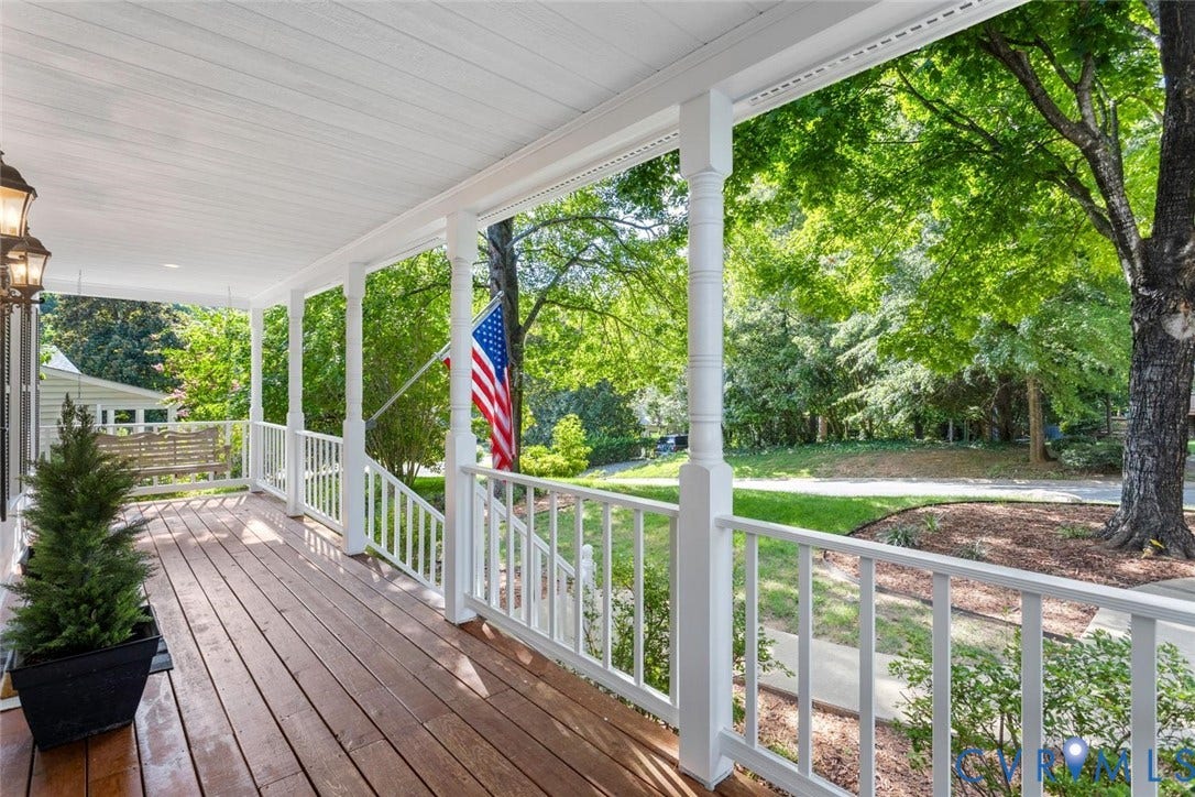 13911 Deer Thicket Lane, Midlothian, VA 23112 So many outlook living spaces - the covered porch is an ideal place to enjoy a cup of coffee or listen to the rain