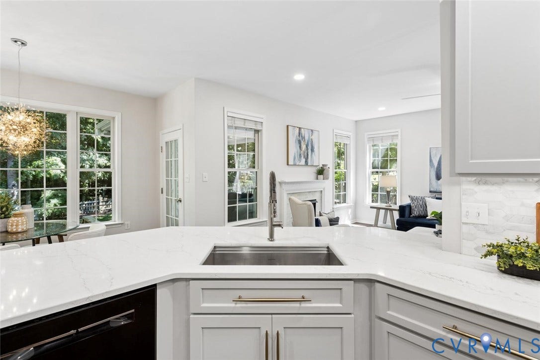 View to eat-in kitchen, porch, family room