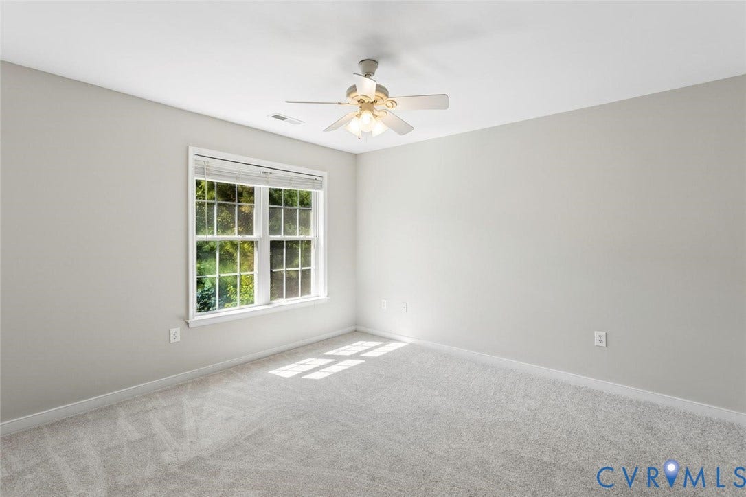 Bedroom 4 with ceiling fan, new paint, carpet