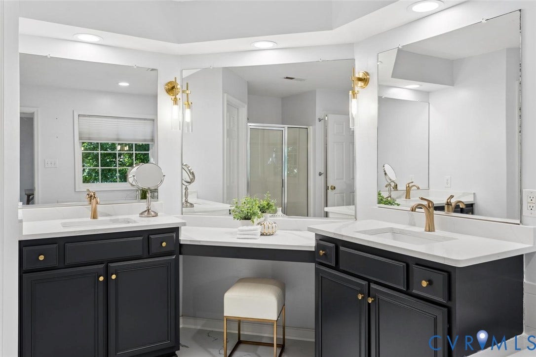 double vanities and makeup area