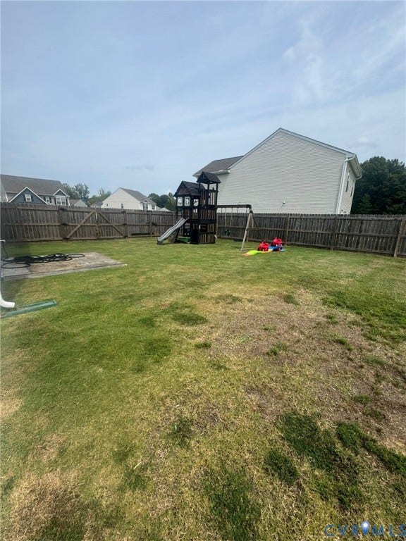 Fenced backyard