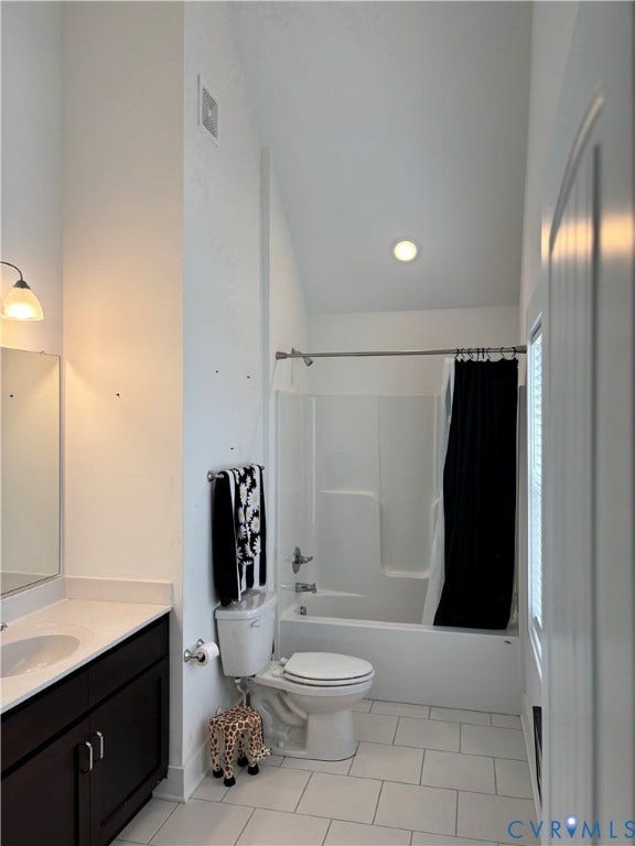 10963 Little Five Loop, Henrico, VA 23059 White tile flooring, white vanity with integrated sink, white tub-shower combination, and recessed lighting