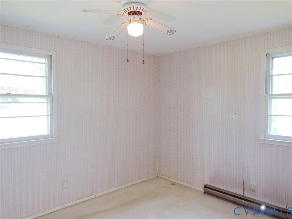 1805 Naselle Lane, Henrico, VA 23228 Ceiling fan light fixture, two windows, wall-mounted heating unit