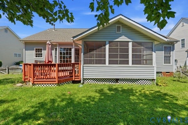 Screened-in porch with lattice skirting and a gabled roof