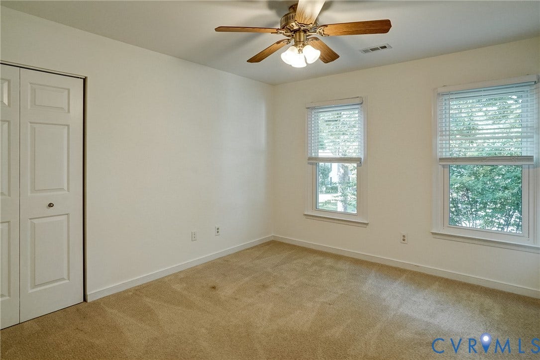 2388 Horsley Drive, Henrico, VA 23233 Freshly painted Bedroom #2 has ceiling fan with light and nice size closet