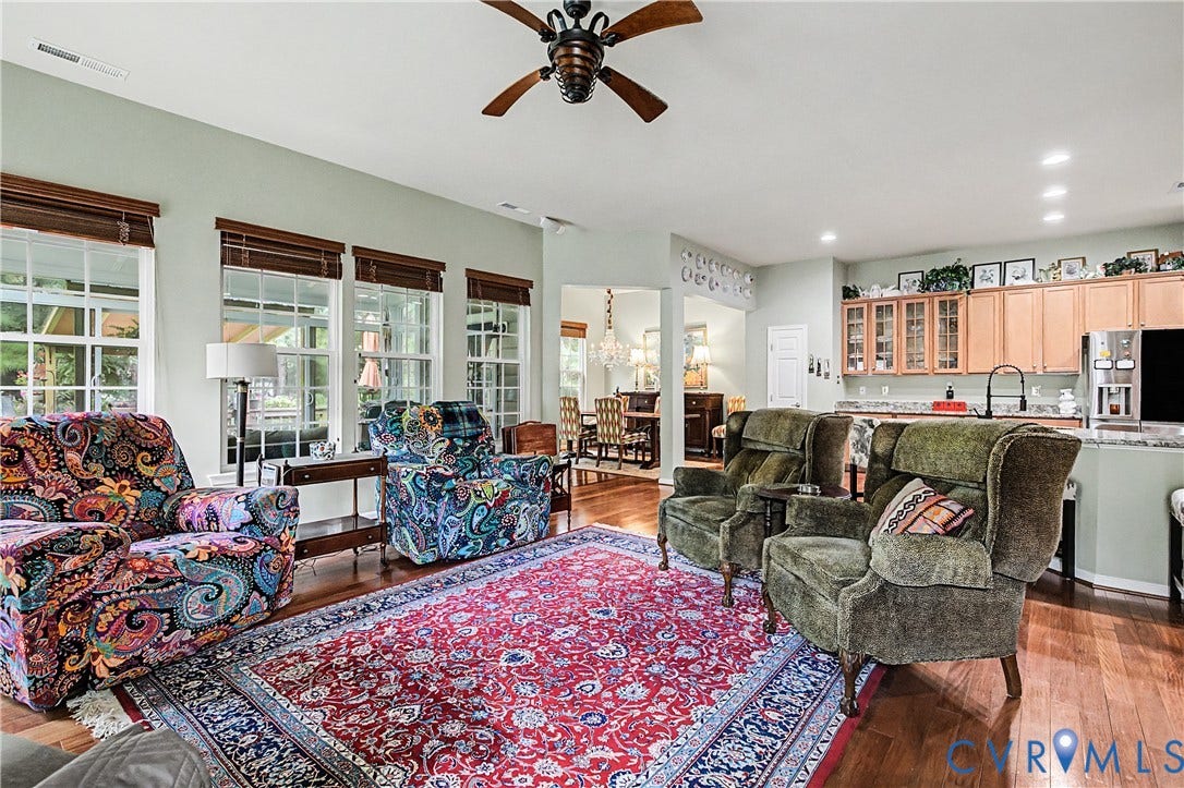 Family Room Opens to Kitchen and Dining Room.