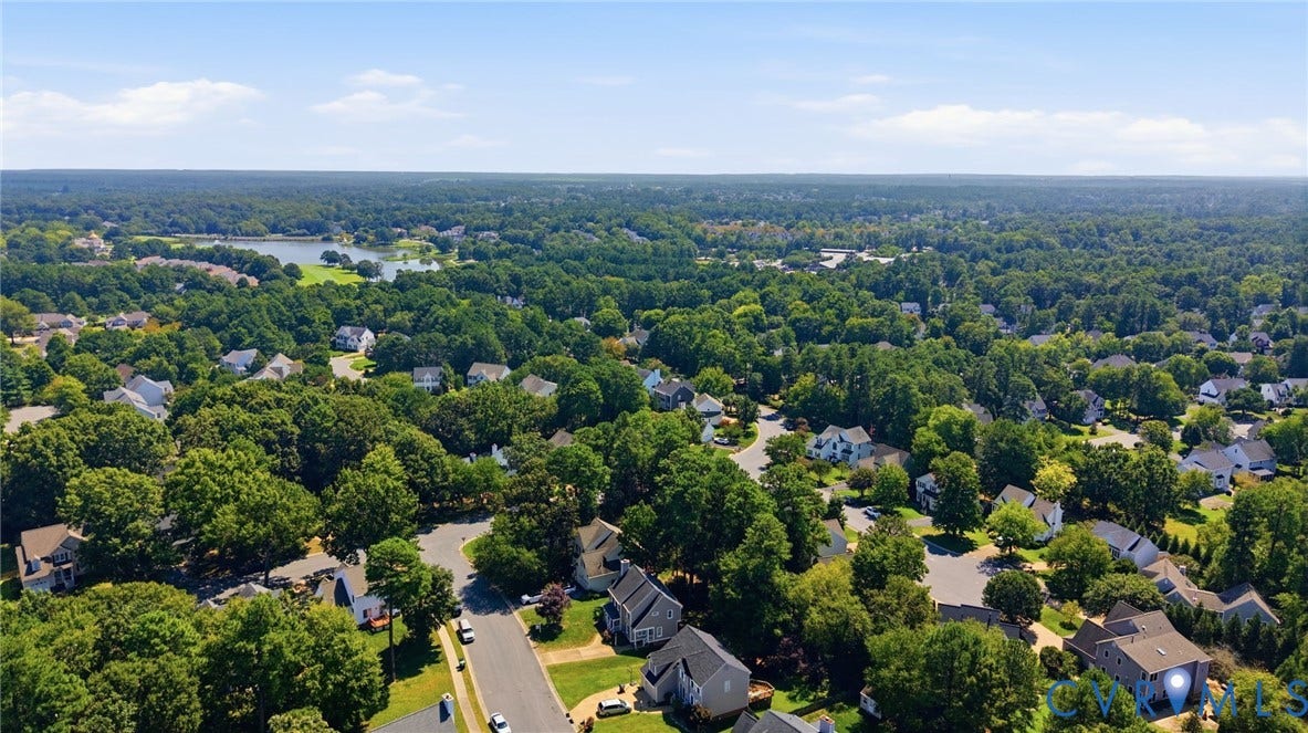 12309 Maybrook Lane, Wyndham, Glen Allen, VA 23059 Expansive residential area with mature tree canopy and scattered homes