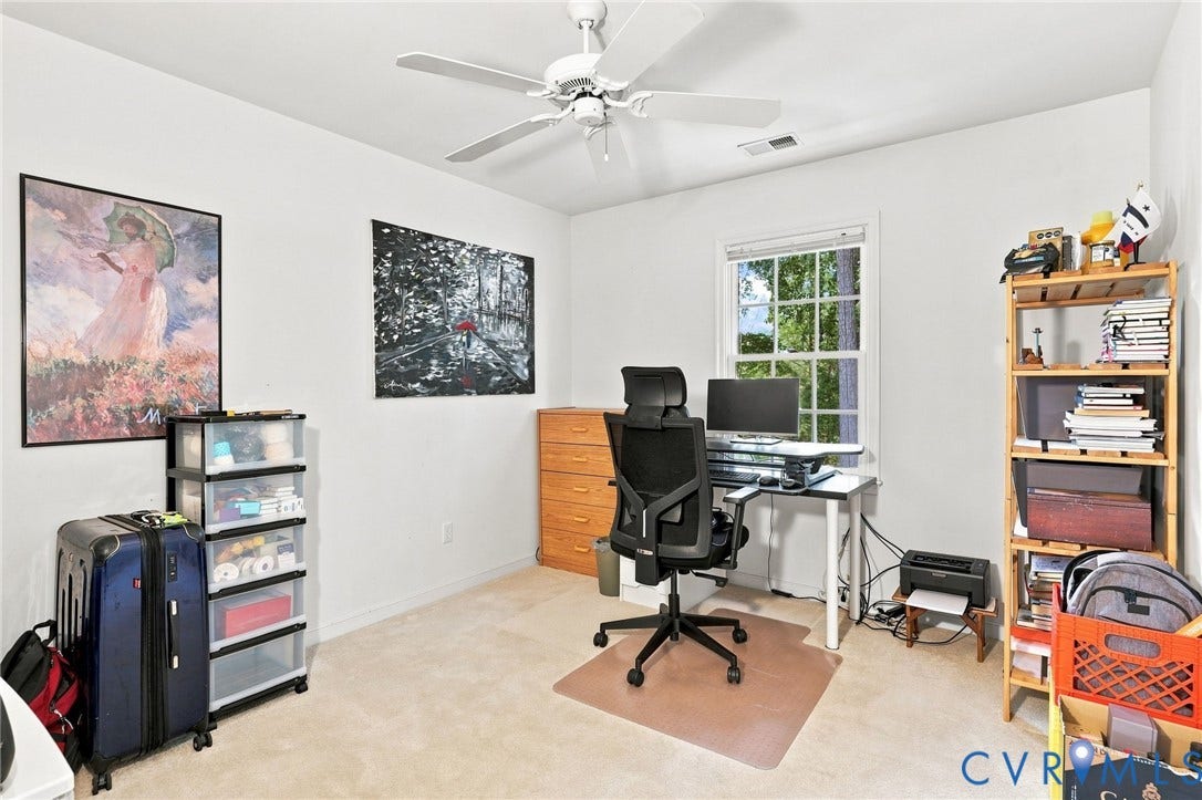 12309 Maybrook Lane, Wyndham, Glen Allen, VA 23059 Recessed window, ceiling fan, and light-colored wall-to-wall carpeting