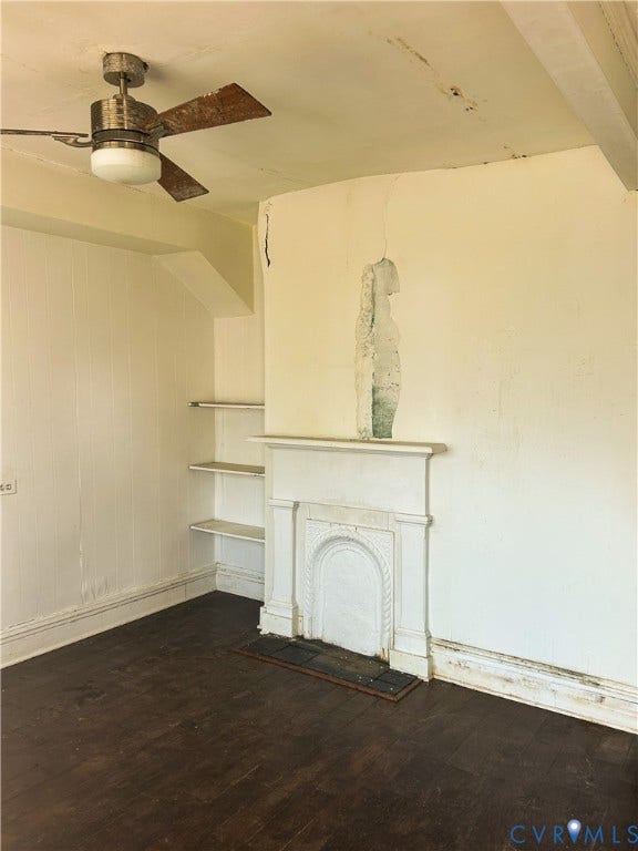 2709 E Clay Street, Church Hill, Richmond, VA 23223 Wood-finish flooring with an integrated fireplace and mantel