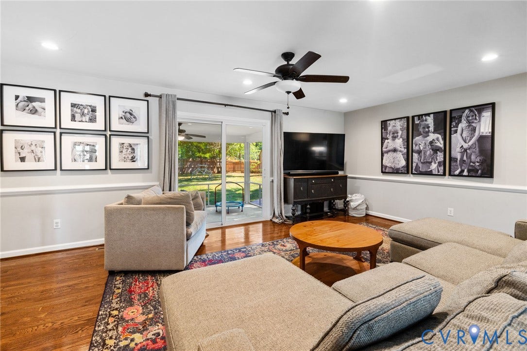 1109 Swissvale Place, Henrico, VA 23229 Hardwood flooring, recessed lighting, and a ceiling fan with light fixture