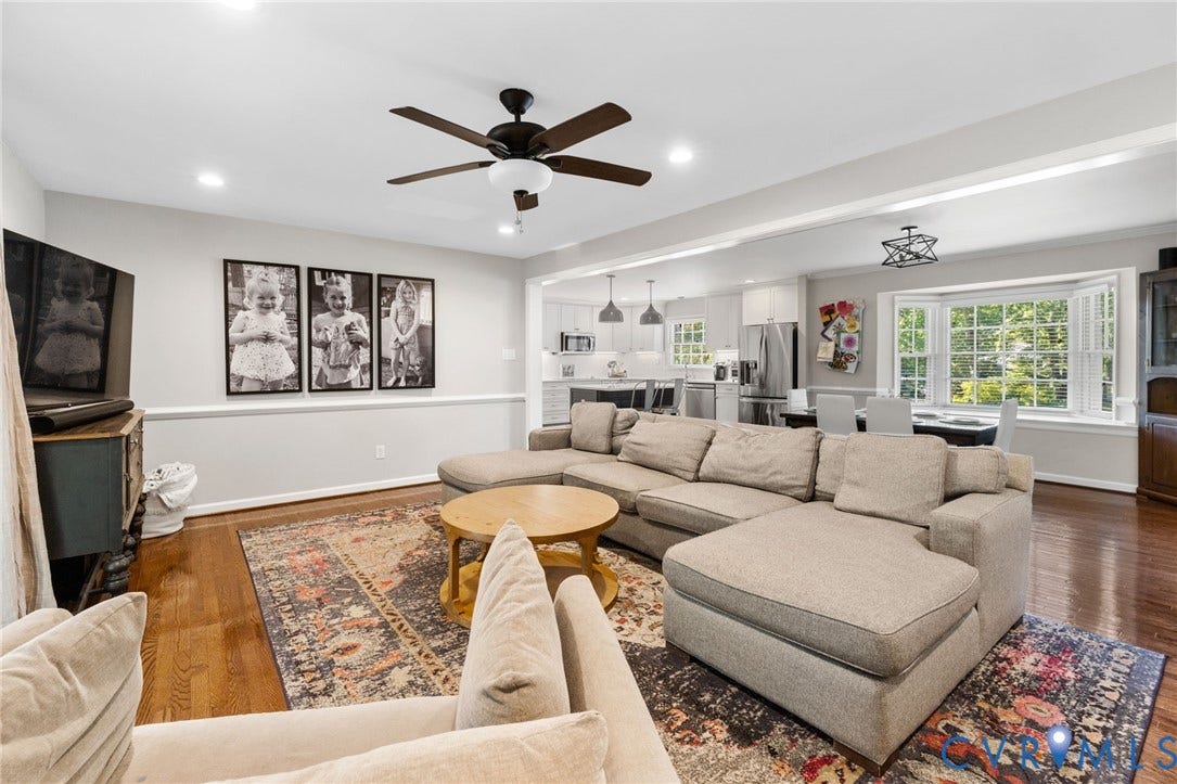 1109 Swissvale Place, Henrico, VA 23229 Hardwood flooring, recessed lighting, and ceiling fan in the living area