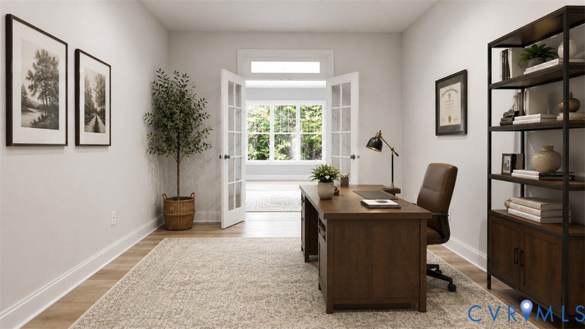 12344 Garnet Parke Circle, Short Pump Area, Glen Allen, VA 23059 Light wood-finish flooring with white baseboards, and french doors with grid-patterned glass panels