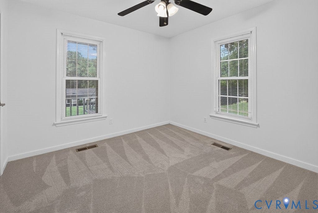 3112 Castlebury Drive, Chester, VA 23831 White walls, light-toned carpet, and a ceiling fan with integrated lighting