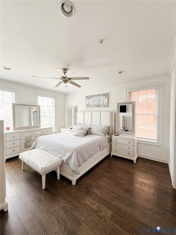3332 Haydenpark Lane, Henrico, VA 23233 Hardwood flooring, recessed lighting, ceiling fan, and multiple windows with blinds