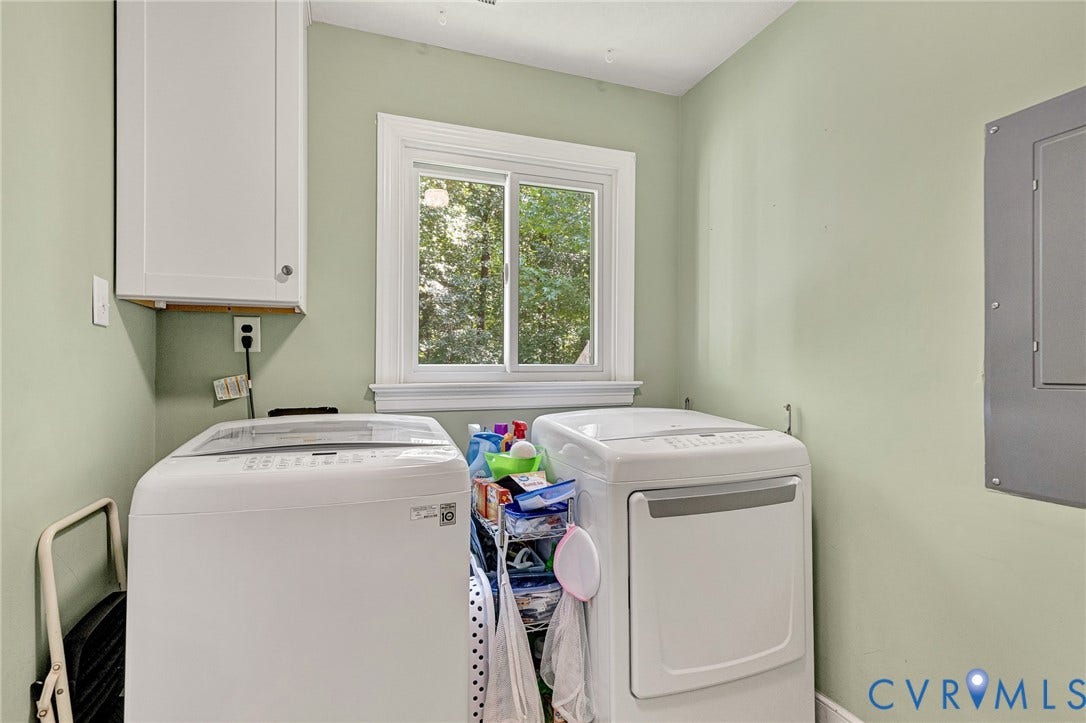 Built-in cabinetry, dual appliance connections, and a window with natural light