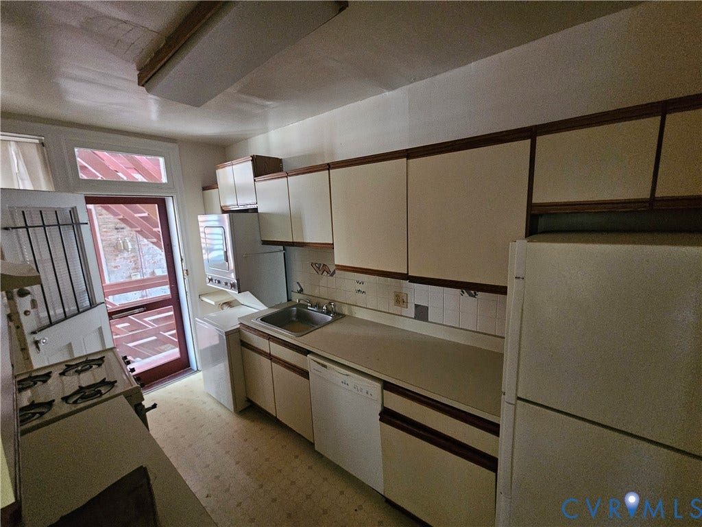 505 N Arthur Ashe Boulevard, #U3, Richmond, VA 23220 Kitchen with wood-finish cabinetry, built-in sink, and range