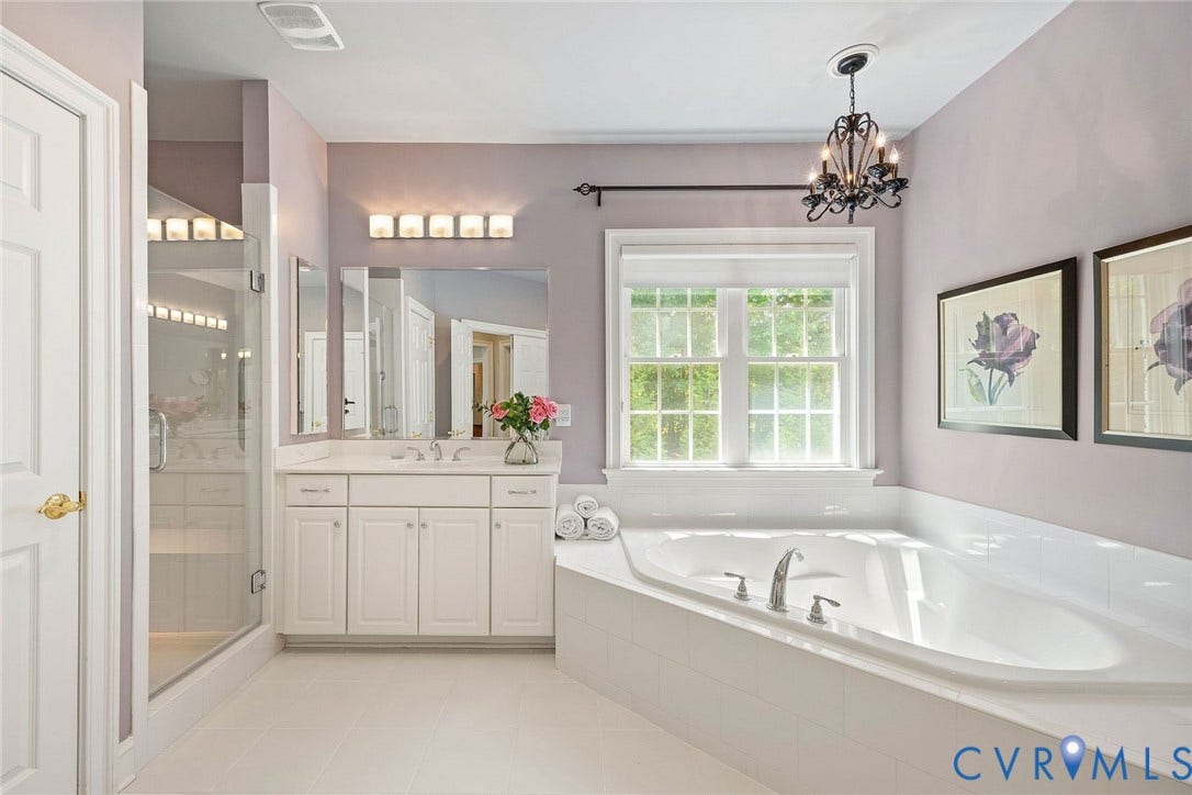 Garden Soaking Tub, Shower, Water Closet.